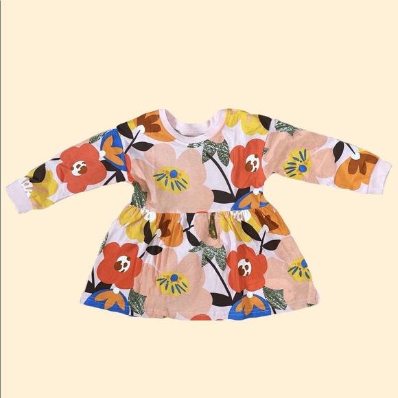 KIDS LONG SLEEVE PINK FLORAL DRESS - Picture 5 of 5